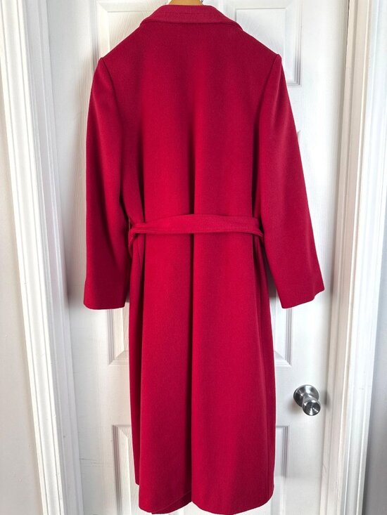 Vintage M.G. Kinsler The Great American Coat Red Wool Belted Long Women's Small - Picture 5 of 11